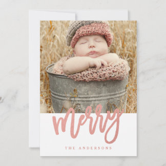 Foto på Helgdag Merry Script Faux Ro Gold Foil Julkort