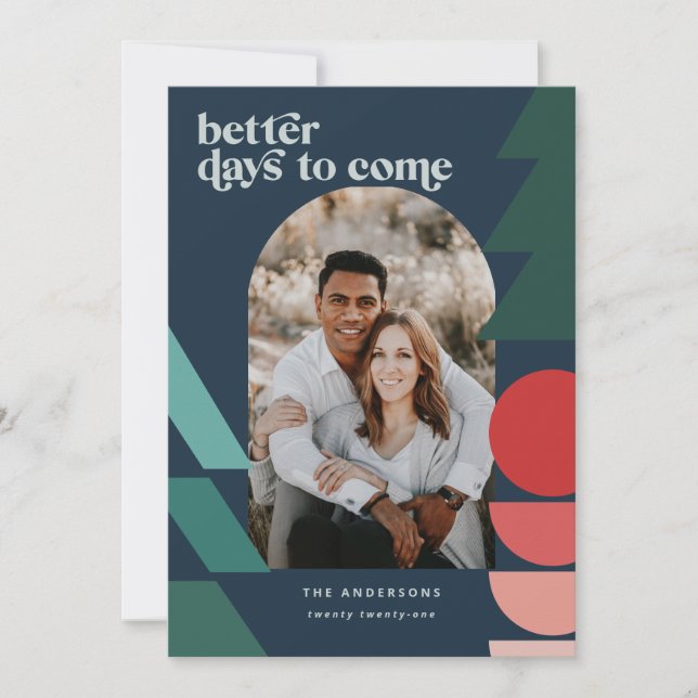 Foto på helgdag Modern färgstark geometrisk abstra Julkort (Framsida)