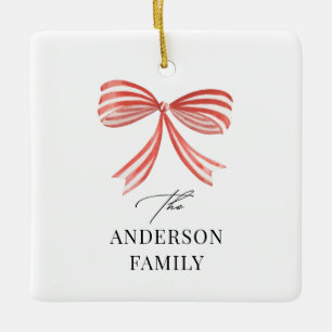 Foto på helgdag Red bow ribbon Script Family Julgransprydnad Keramik