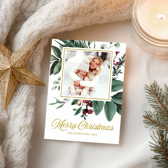 Foto på Helgdagar för vattenfärgsfärg God jul Vykort (Skapare uppladdad)