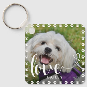 Foto på Hund Puppy Pet Puppy i Valentines day Nyckelring