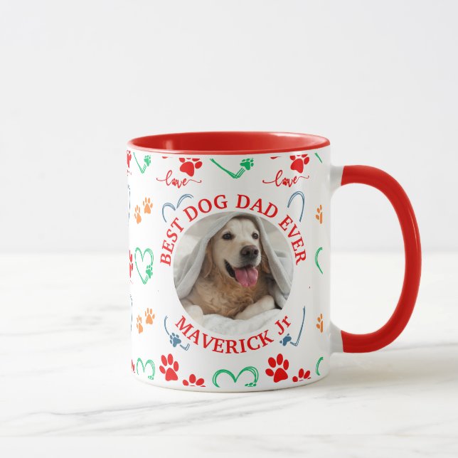 Foto på hund TASS AVTRYCK och KÄRLEK HEARTS Person Mugg (Höger)