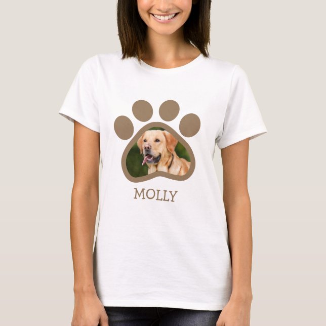 Foto på husdjur Hund Tassavtryck T Shirt (Framsida)