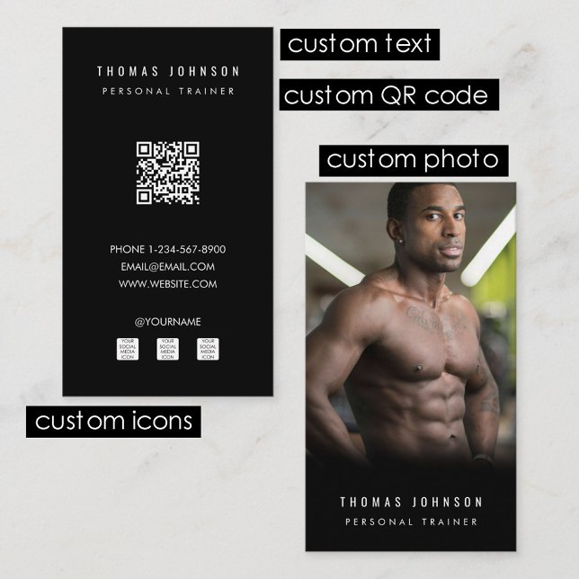 Foto på Idrottsmannen Modern Personal Trainer Fitn Visitkort (Modern Personal Trainer Fitness Athlete Photo Business Card)