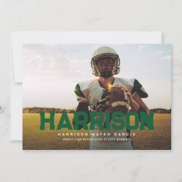 Foto på idrottsmannen studenten i namn student inbjudningar