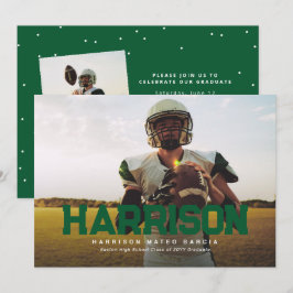 Foto på idrottsmannen studenten i namn student inbjudningar