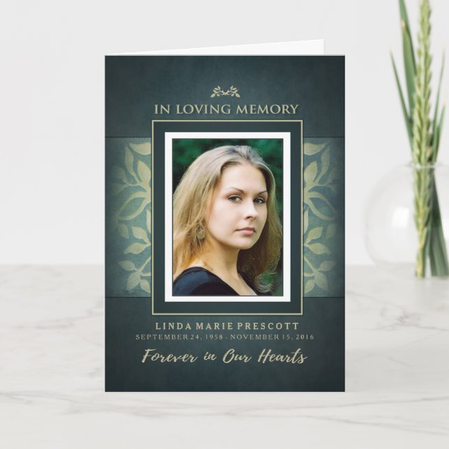 Foto på Inbjudan i Teal & Guld Loving Memorial Ser (Framsida)