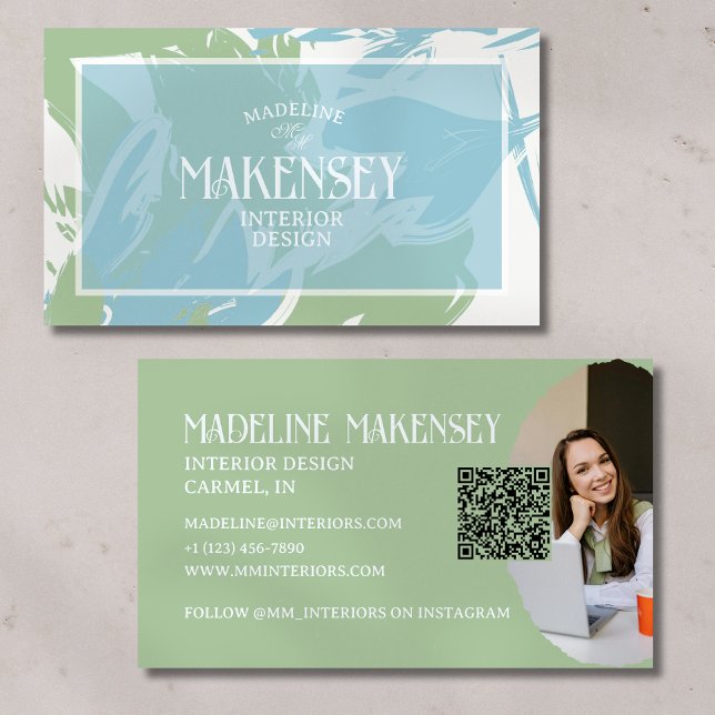 Foto på Inredingsdesignen QR-kod för blommigt-skri Visitkort (Advertise your personal small business with this floral card!)