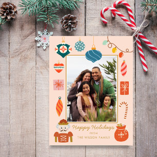 Foto på Julens Rosa Ornament Cute Family Helg Vykort