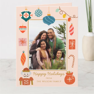 Foto på Julens Rosa Ornament Cute Family Kort