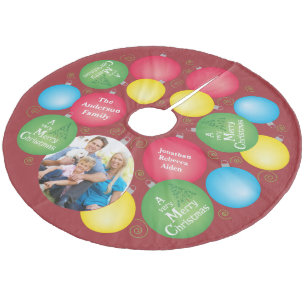 Foto på julfamiljen för prydnadsföremål julgransmatta fleece