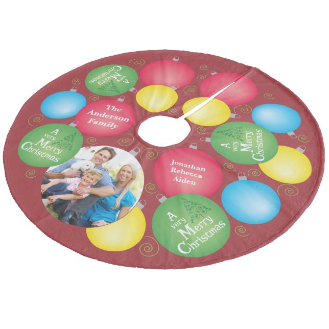 Foto på julfamiljen för prydnadsföremål julgransmatta fleece (Vinklad)