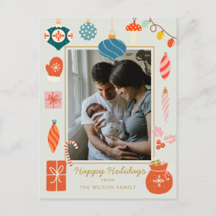 Foto på julfamiljen Grey Ornament Cute Family Helg Vykort