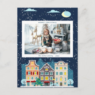 Foto på julhuset snö god jul vykort