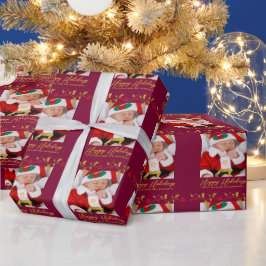 Foto på julklumpar och röda bär guld presentpapper