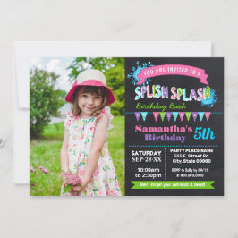 Foto på kalkboard Spensk stänk födelsedagskalas ba Inbjudningar