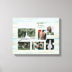 Foto på Kärlek Script Rustic Beach Wedding Collage Canvastryck