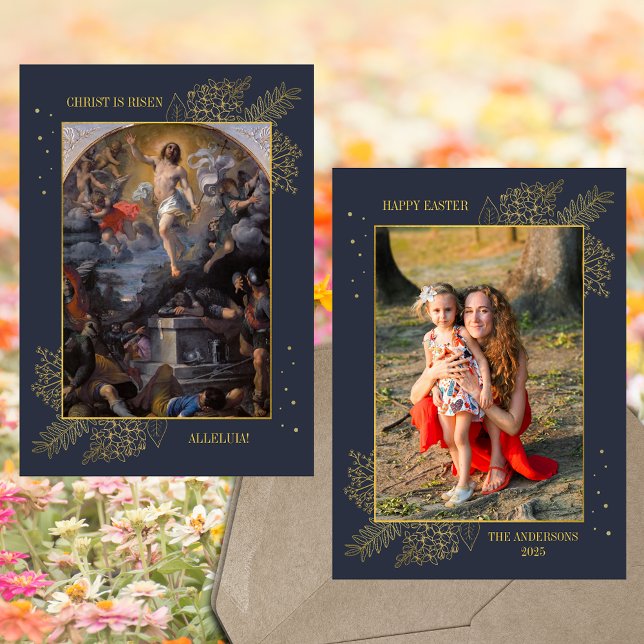 Foto på katolska Påsk Jesus Resurrection Family Fo Julkort (Baroque Religious Christian Catholic Easter Jesus Christ Resurrection Family Photo Holiday Card)