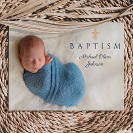 Foto på Kor Boy Baptism vid marinblå Religiösa Inbjudningar