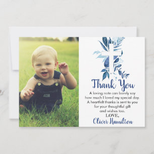 Foto på Kor Boy Baptism vid Rustic Navy Blue Green Tack Kort