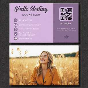 Foto på Lavender Lila QR-kod Visitkort
