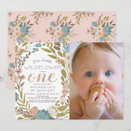 Foto på lilla Wildblomman 1:a födelsedagsinbjudan Inbjudningar