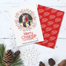 Foto på Löv och bär röd God jul