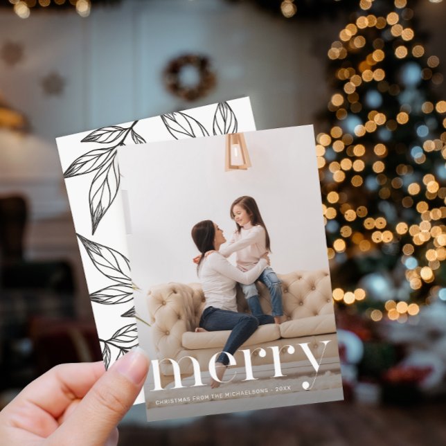 Foto på lövvit utskrift av God jul Inbjudningar (Skapare uppladdad)