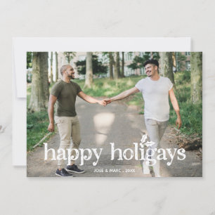 Foto på Lycklig Holly Typography Holigays Julkort