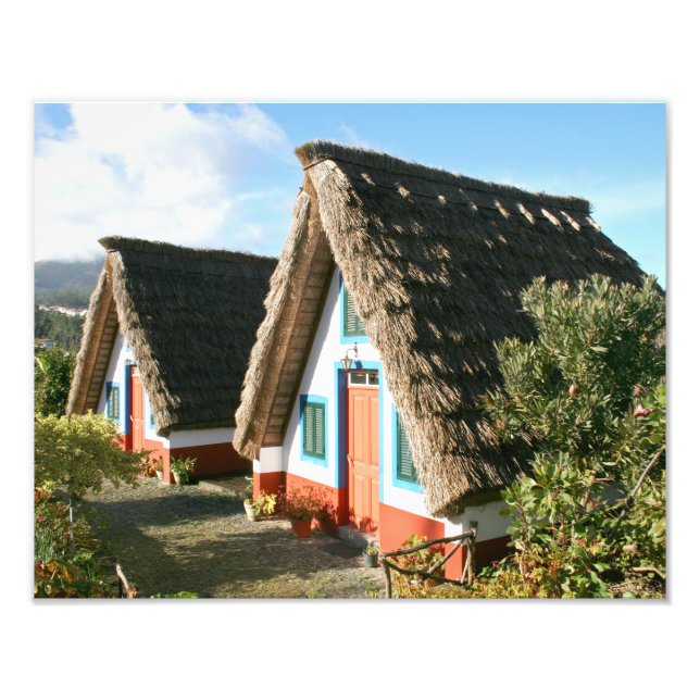 Foto på Madeira med Santanas typiska hus (Framsidan)