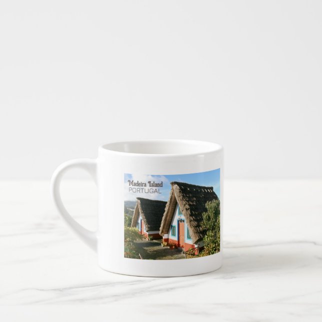 Foto på Madeira med typiska hus, Portugal Espressomugg (Vänster)