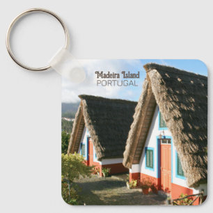 Foto på Madeira med typiska hus, Portugal Nyckelring