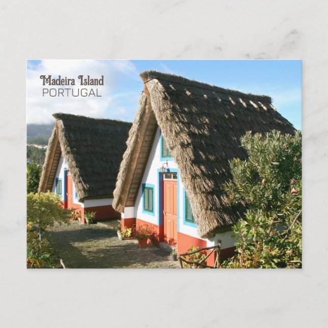 Foto på Madeira med typiska hus, Portugal Vykort (Framsida)