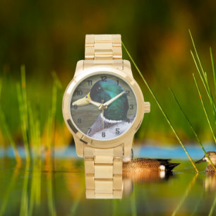 Foto på Mallard Anka med huvud i Grönt Armbandsur