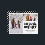 Foto på Merry & Bright Retro 2 Julkort<br><div class="desc">Festive Merry & Bright Retro Typography,  2 fotokort helgdag.</div>