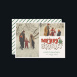 Foto på Merry & Bright Retro 2 Julkort<br><div class="desc">Festive Merry & Bright Retro Typography,  2 fotokort helgdag. Funktioner,  övertäckning av vintagens fotofilter.</div>