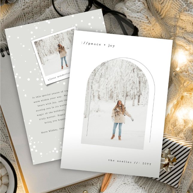 Foto på minimal Chic för skrivmaskin-text med mini Julkort (Skapare uppladdad)