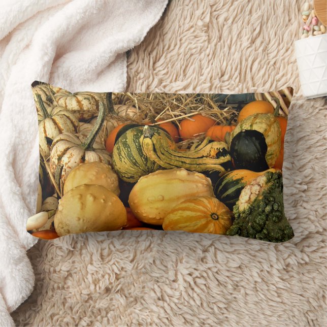 Foto på minipumpor och gourds-sortering lumbarkudde (Filt)