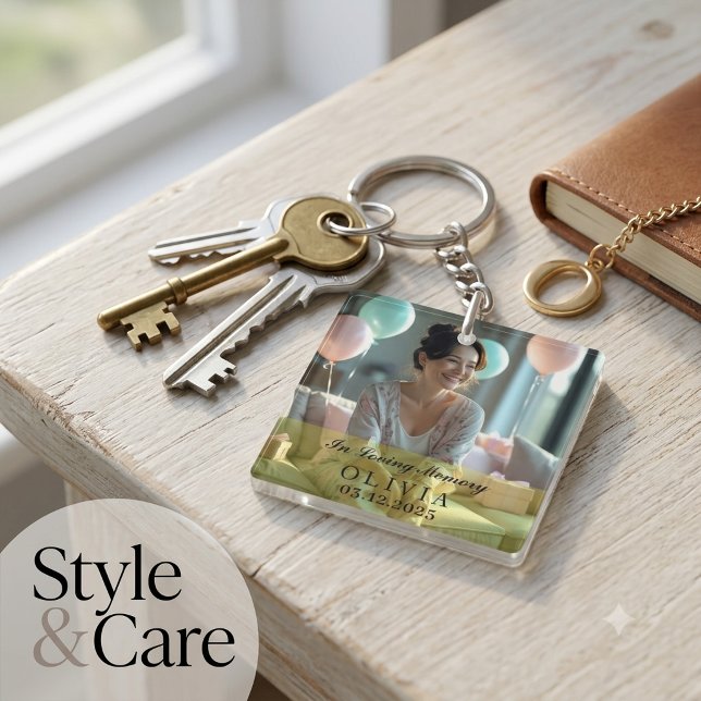 Foto på minnesmärke i fyrkant (In Loving Memory Custom Photo Square Keychain)