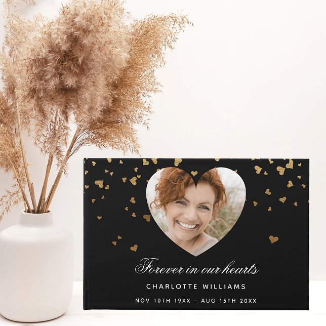 Foto på minorialsvart guld-hjärtan gästböcker (Skapare uppladdad)