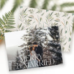 Foto på modern botanisk Elegant med heliga och gif Julkort<br><div class="desc">Motiv modernt,  botaniskt typografiskt platta God jul-helgdag med nyttiggjord och gift Elegant.</div>