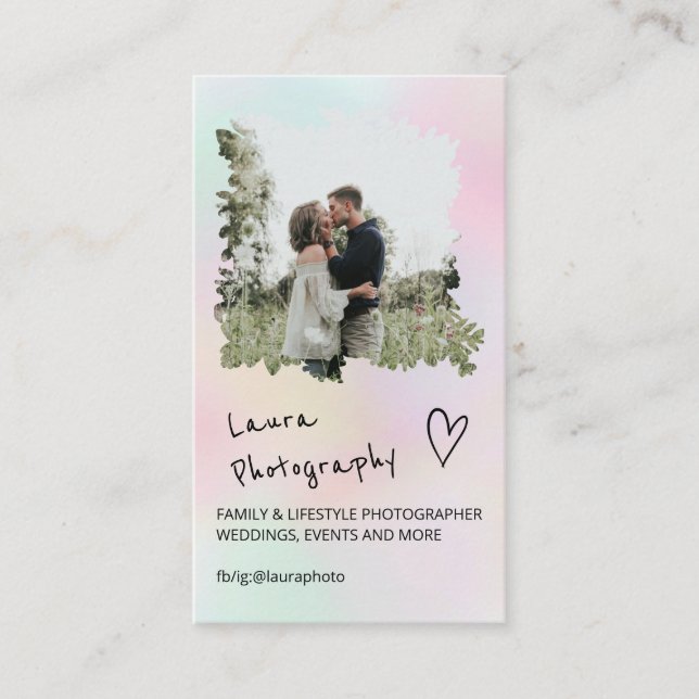 Foto på modern bröllop-fotopastor blommigt 2 visitkort (Framsida)