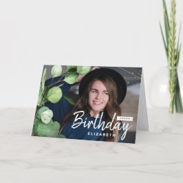Foto på Modern Elegant Eucalyptus-födelsedag hälsn Kort