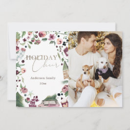 Foto på modern kalligrafi för rosa och plommon julkort