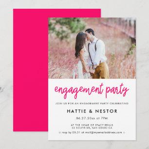 Foto på modern kalligrafi-förlovningsfest inbjudningar