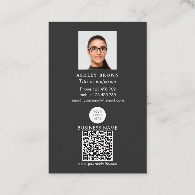 Foto på modern logotyp för Qr-kodskannerbar streck Visitkort (Framsida)