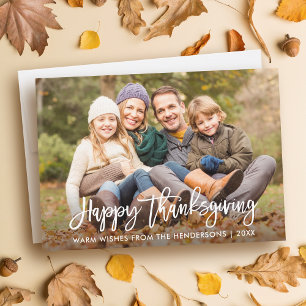 Foto på Modern Penselskript i happy thanksgiving Julkort
