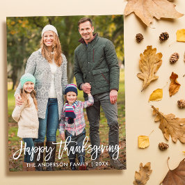 Foto på Modern Penselskript i happy thanksgiving Vykort