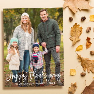 Foto på Modern Penselskript i happy thanksgiving Vykort