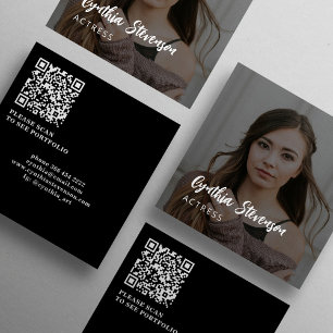 Foto på modern skådespelerska för QR CODE professi Fyrkantigt Visitkort